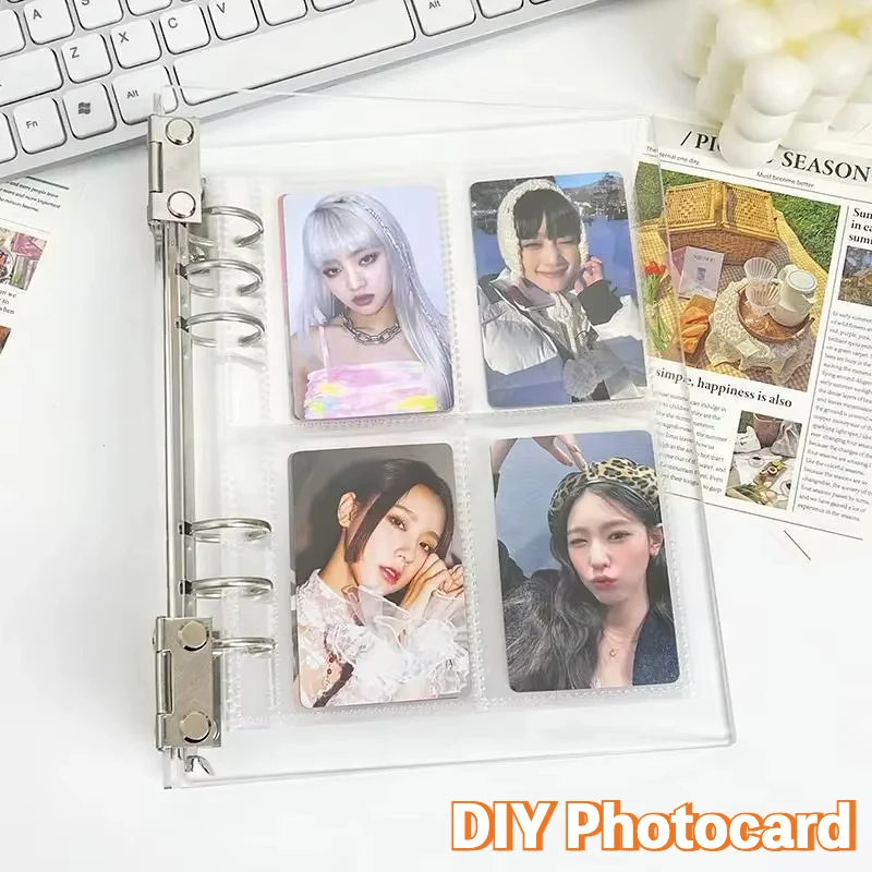 A5 acryl transparante fotokaartbinder, doe-het-zelf afneembare binder, losbladig fotoalbum, 6-gaats acrylalbum Kpop-binder