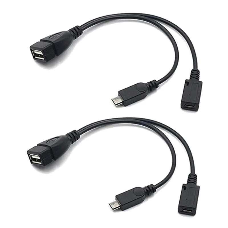 2 in 1 OTG Cable for Photo Videos Documents Transfer with Power Cord USB Type A