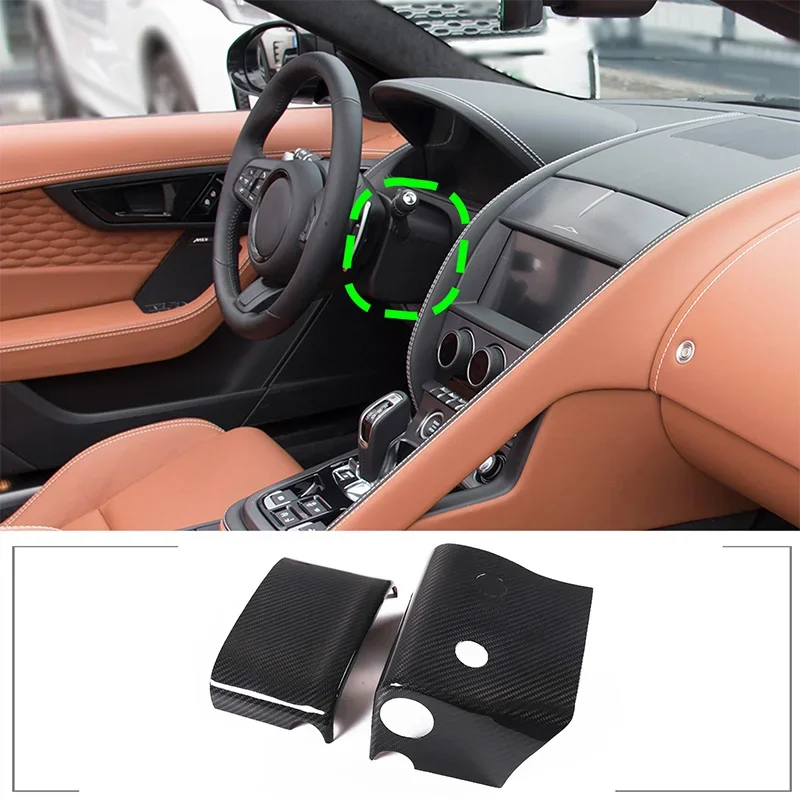 For Jaguar F-TYPE 2013-2024 Real Carbon Fiber Car Steering Wheel Steering Column Protective Cover Trim Sticker Car Accessories