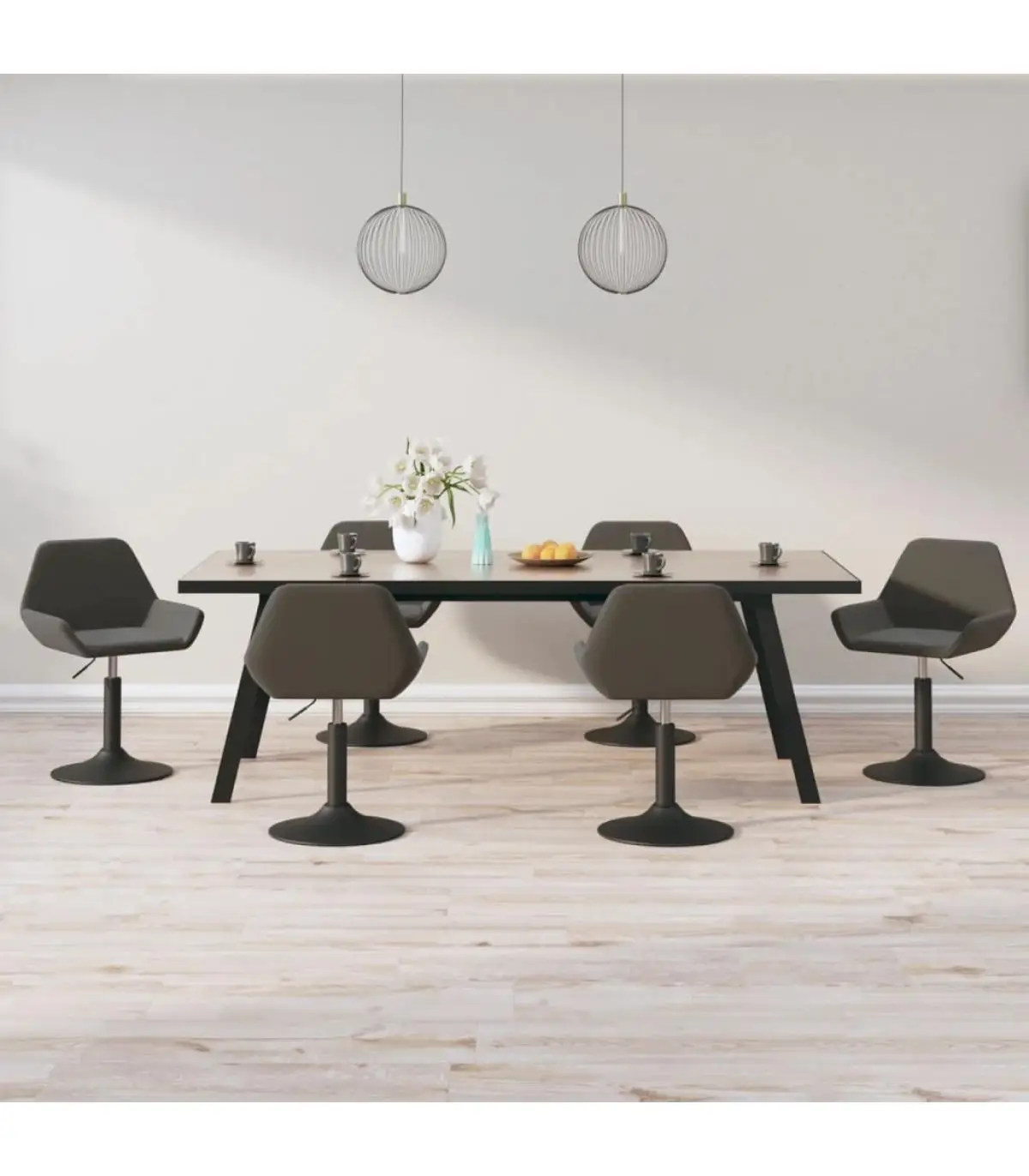 Dining chairs rotating dining chairs 6 units dark gray velvet