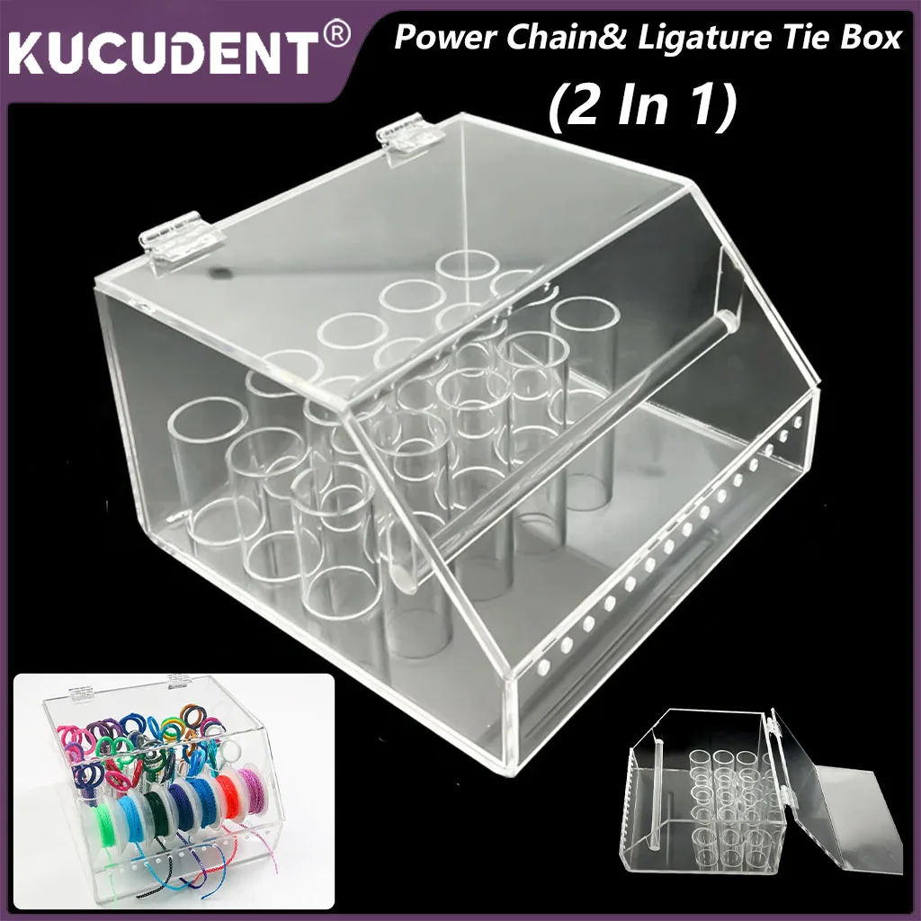 

2 In 1 Dental Ligature Tie Storage Box Orthodontic Elastic Power Chain Holder Transparent Placing Box Arcylic Dispense Case