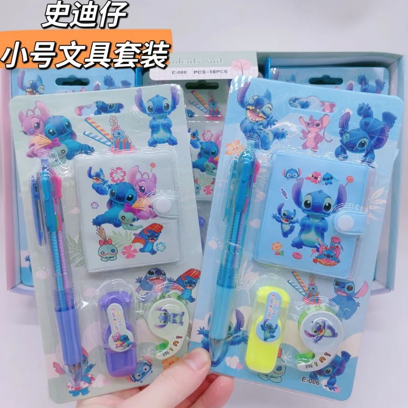 Disney Stitch Mini Stapler Set Complimentary Highlighter Portable Color Paper Binding Machine Student School Stationery Supplies