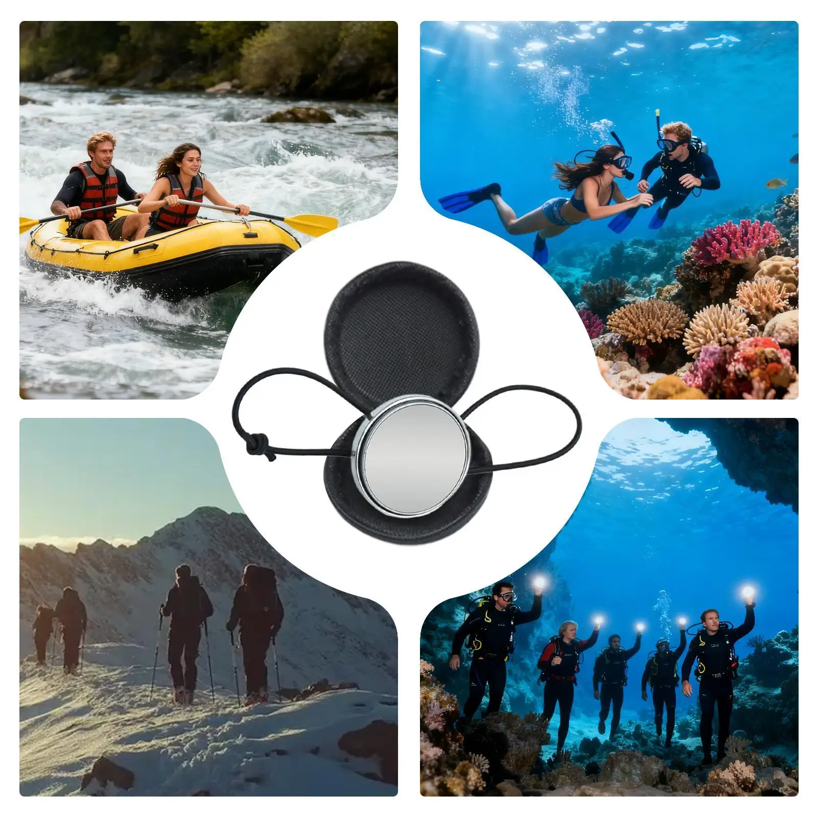 Scuba Diving Wrist Mirror Diving Wrist Mirror with Strap Convex Mirror Waterproof Diver Observe Rearview Supplies