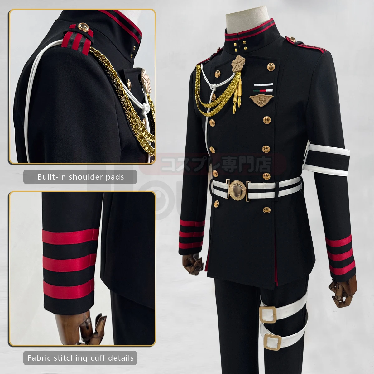 HOLOUN Seraph Of The End Anime Guren Ichinose Cosplay Costume Coat Pants Belt Uniform Halloween Christmas Convention view 3