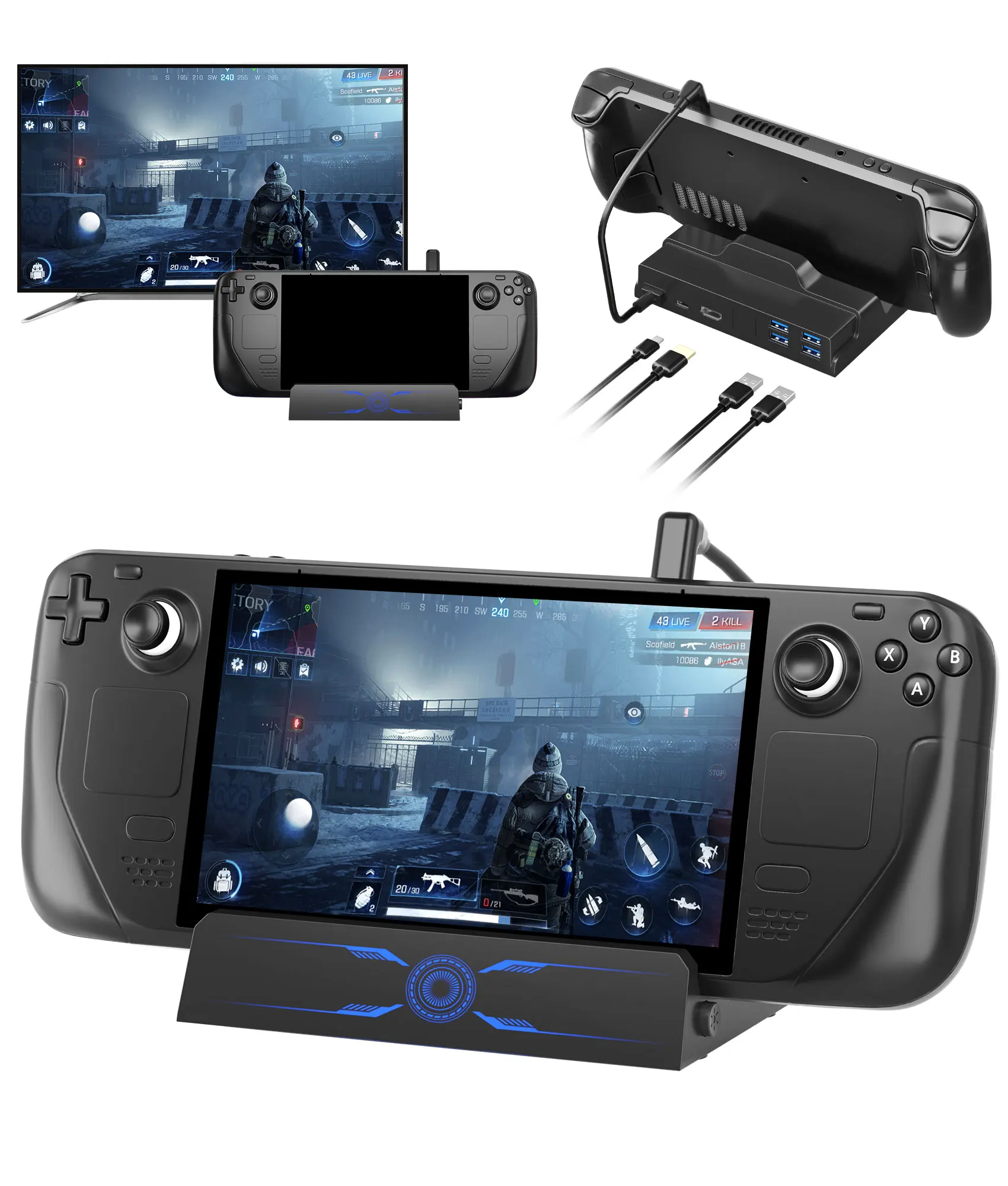 

Док-станция для телевизора для Nintendo Switch 6 в 1, подставка для паровой колоды 5 Гбит/с, USB 3,0*4, HDMI 4K @ 30 Гц, USB-C PD3.0 100 Вт, паровой концентратор