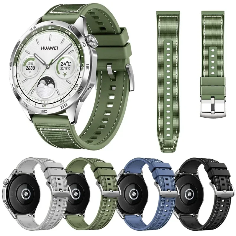 22 mm Nylon-Silikonarmband für Huawei Watch GT 4 46 mm Ersatzarmband GT2 Pro GT2e GT 3 Pro GT3 SE Offizielles Armbandgürtel