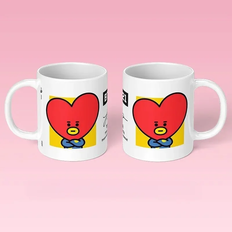 BT21 السيراميك كوب ماء الكرتون أنيمي تاتا تشيمي فنجان القهوة طالب كوب ماء سطح المكتب زخرفة هدية عيد ميلاد