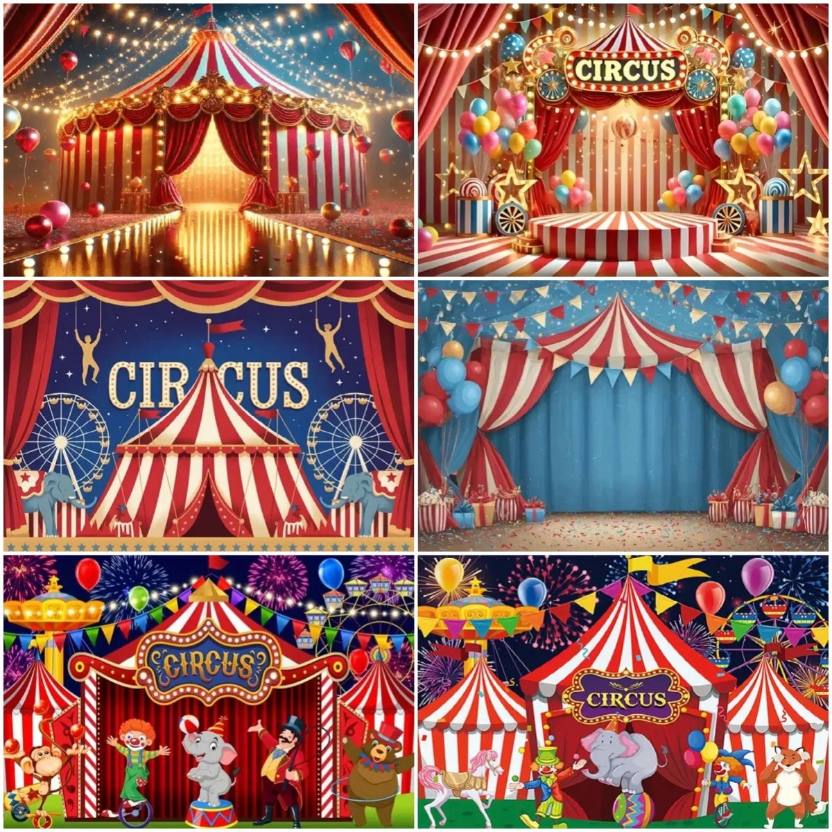 

Red Curtain Circus Tent Background Carnival Night Theme Party Decoration Backdrop Children Portrait Studio Photography Supplies