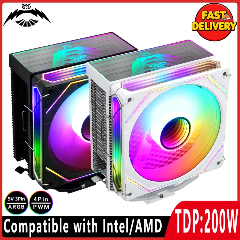 

Computer Cooler Cpu x79 x99 BlackWhite Samurai Series 120mm Fan Argb 4/6 Heat Pipe install LGA115x 1200 1700 18xx 2011 2066 AMD