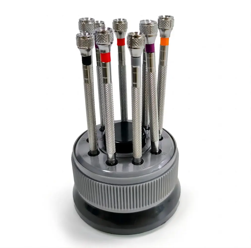 9 buah alat pembuat jam 0.8mm-2.0mm, Set Obeng Phillips datar berslot, Kit perbaikan kacamata Mini, Penyimpanan obeng