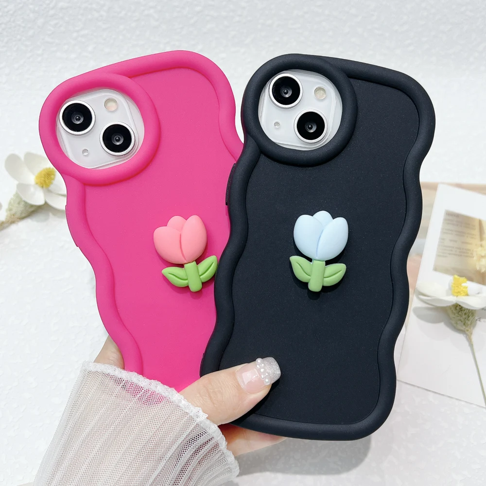 

Korea Cute 3D DIY Wave Phone Cases For iPhone 15 Case iPhone 16 13 Pro Max 14 11 12 Xs X XR 6 7 8 Plus SE 2020 2022 Soft Cover