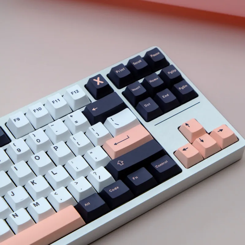 PBT Material 129 Key Pink Olive Dye Sublimation Cherry Profile Keycap  Fits MX Switch61/64/68/75/86/98/104  Mechanical Keyboard