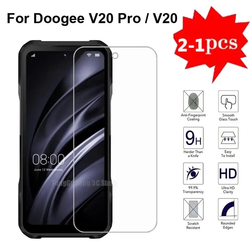 2-1PC Tempered Glass For Doogee V20 Pro Screen Protector Film Protective Glass For Cristal Doogee V20 V 20 V20Pro 6.43\