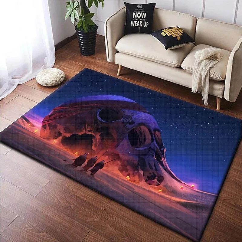 Skull Dark Gothic Carpet 100% Polyester Felt Rugs Non Slip Mat Big Size Area Rectangle Rug Home Living Room Kitchen Floor Decor