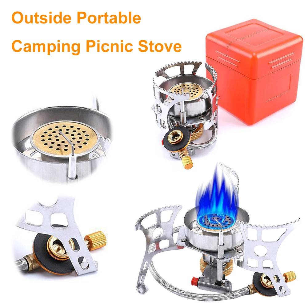 

Folding Furnace Windproof Portable Gas Stove With Storage Bag Camping Stove For Outdoor Camping Hiking Travelling