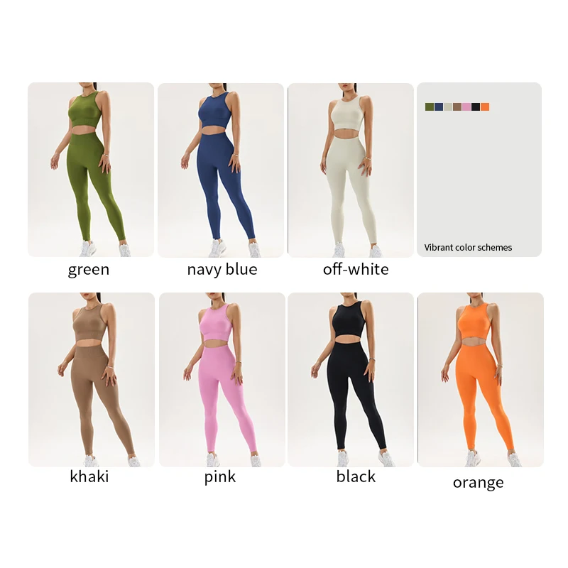 Tuta da allenamento per yoga Pantaloni fitness a vita alta e sollevamento dell'anca Ammortizzante Reggiseno traspirante ad asciugatura rapida Top aderente da donna