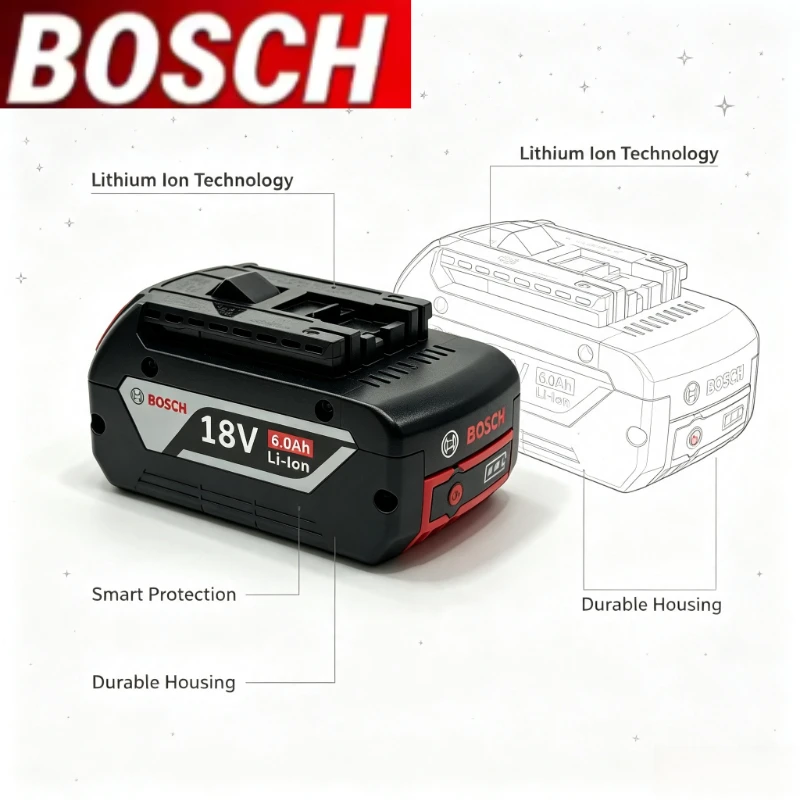 Original Bosch 18V 6.0Ah Battery,It Can Operate Normally in Cold and Hot Environment,fit BAT609,for Bosch Cordless Power Tools