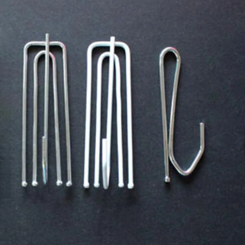 10PCS white Metal Single Hook Four Fork Curtain Tape Hook Curtain Cloth Ring Clamp Tracks DIY  Home Accessories