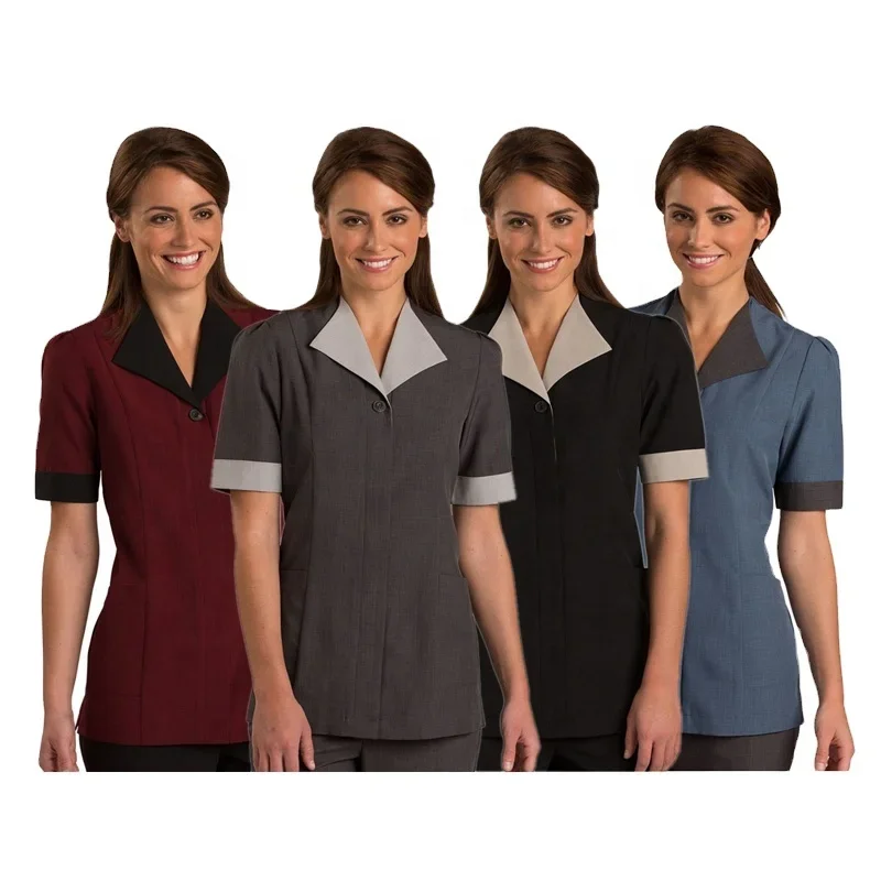 Women's Salon and Spa Tunic Shirt Hotel Housekeeping Maid Waiter Staff Cleaner Uniform Top