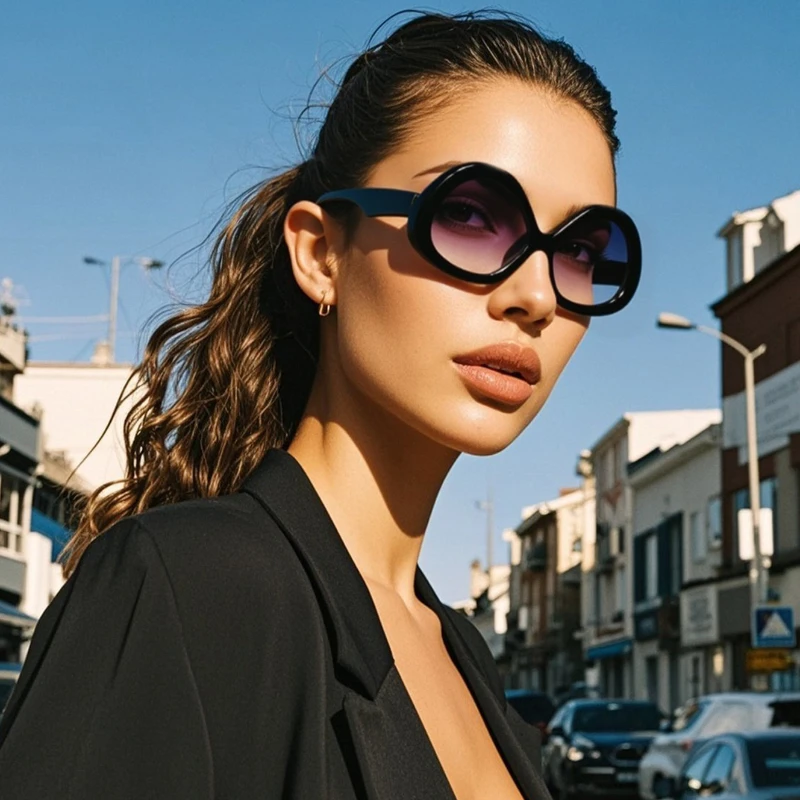 نظارات شمسية نسائية بيضاوية عصرية من JUNCTURE، نظارات شمسية بإطار كبير متدرج للسيدات، هدايا العطلات، نظارات شمسية للنساء