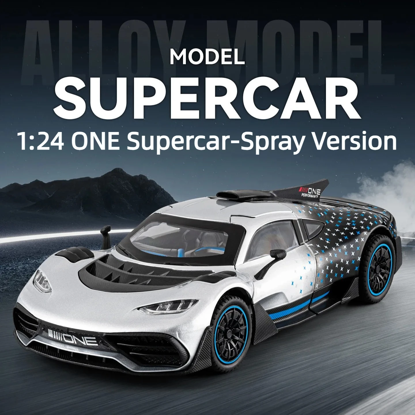 

1:24 Spray Edition ONE Alloy Car Model Pull Back Sound and Light Ornament Toy Diecast Alloy Car Model Collectible Gift
