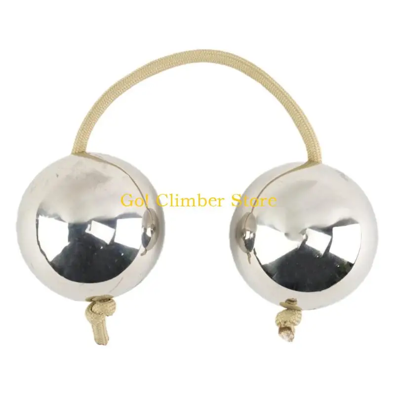 Q84C Metal Pellet Music Shaker with Connected Two-Ball Form, Handheld Percussion Instrument for Students and Performers
