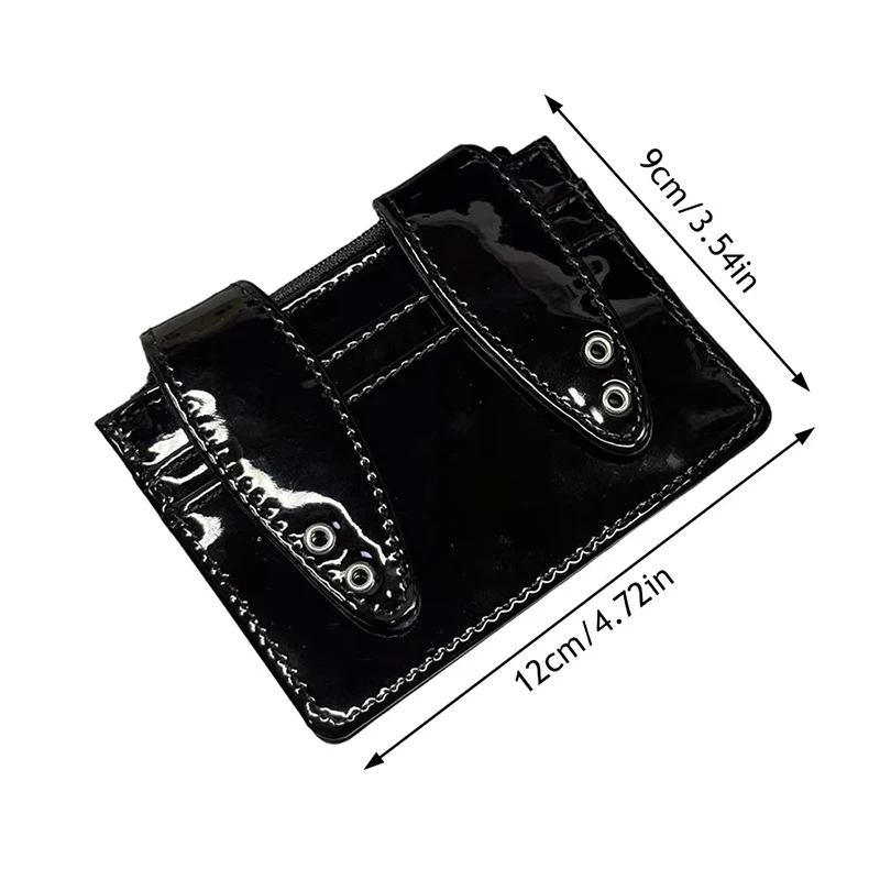 Modische koreanische Y2k-Leder-Geldbörse mit Nietenverzierung, Kartenhalter, einfache einfarbige Geldbörse mit Reißverschluss, multifunktionale Aufbewahrungstasche für Damen. – Detail 20