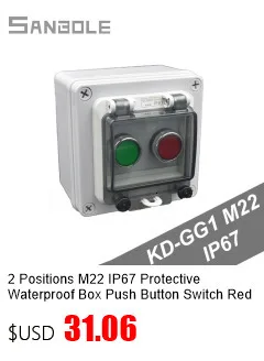 M22 Im Freien Wasserdichte IP67 Push Button Switch Box Notfall Stop Control Verteilung Rot 10A Schraube Installation – Detail 5