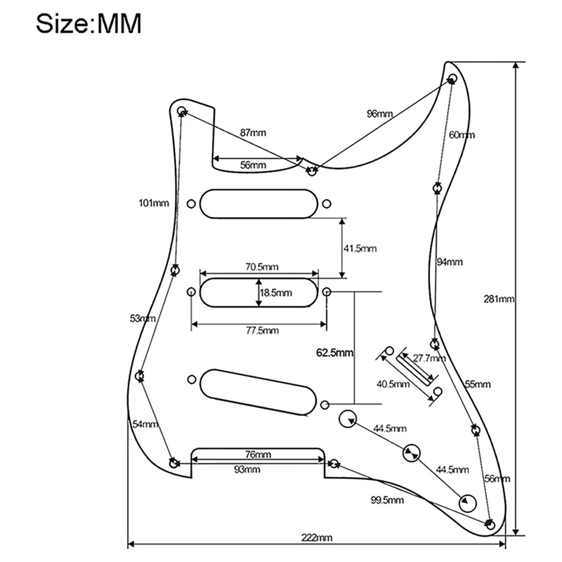 Voorbedrade St Slagplaat Sss 3 Single Coil Pickups Verstelbare Schroeven Accessoires Voor Spatbord Standaard Stratocaster, Zwart