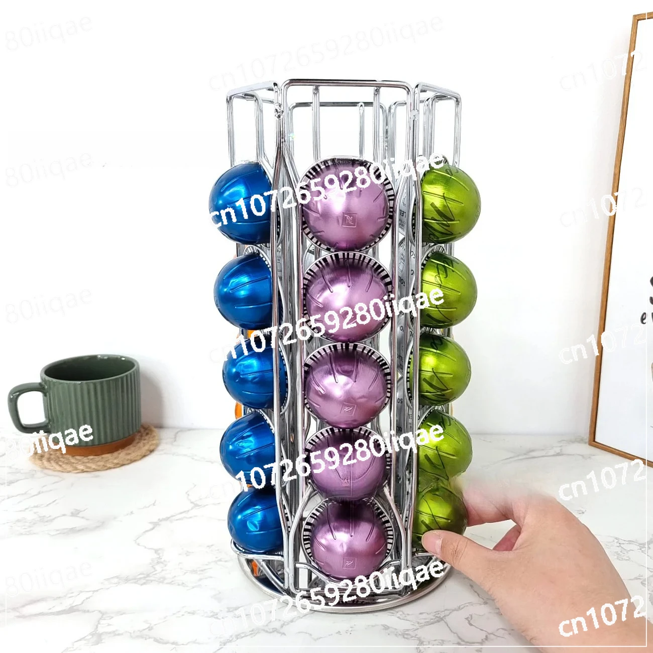 

Подставка для башни, диспенсер, вращающиеся стручки, ящик, полки для хранения, держатель для капсул для кофе