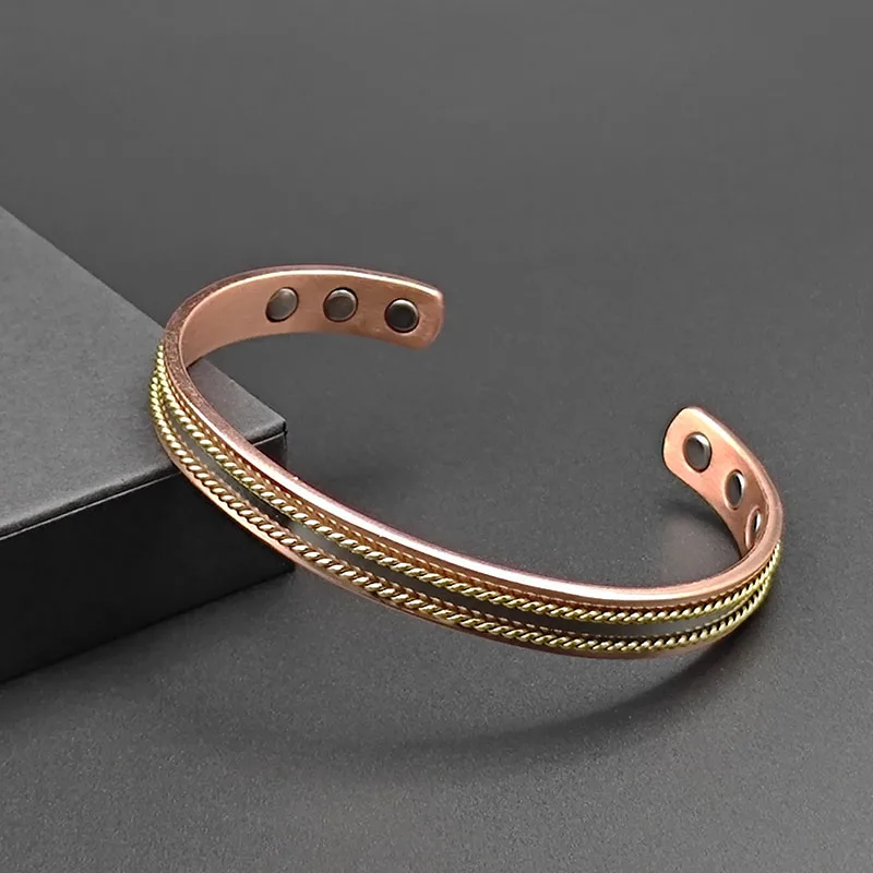 Copper Bracelets for Women 99.9% Pure Copper Vintage Magnetic Bangle with Energy Magnets Adjustable Cuff Jewelry Gift