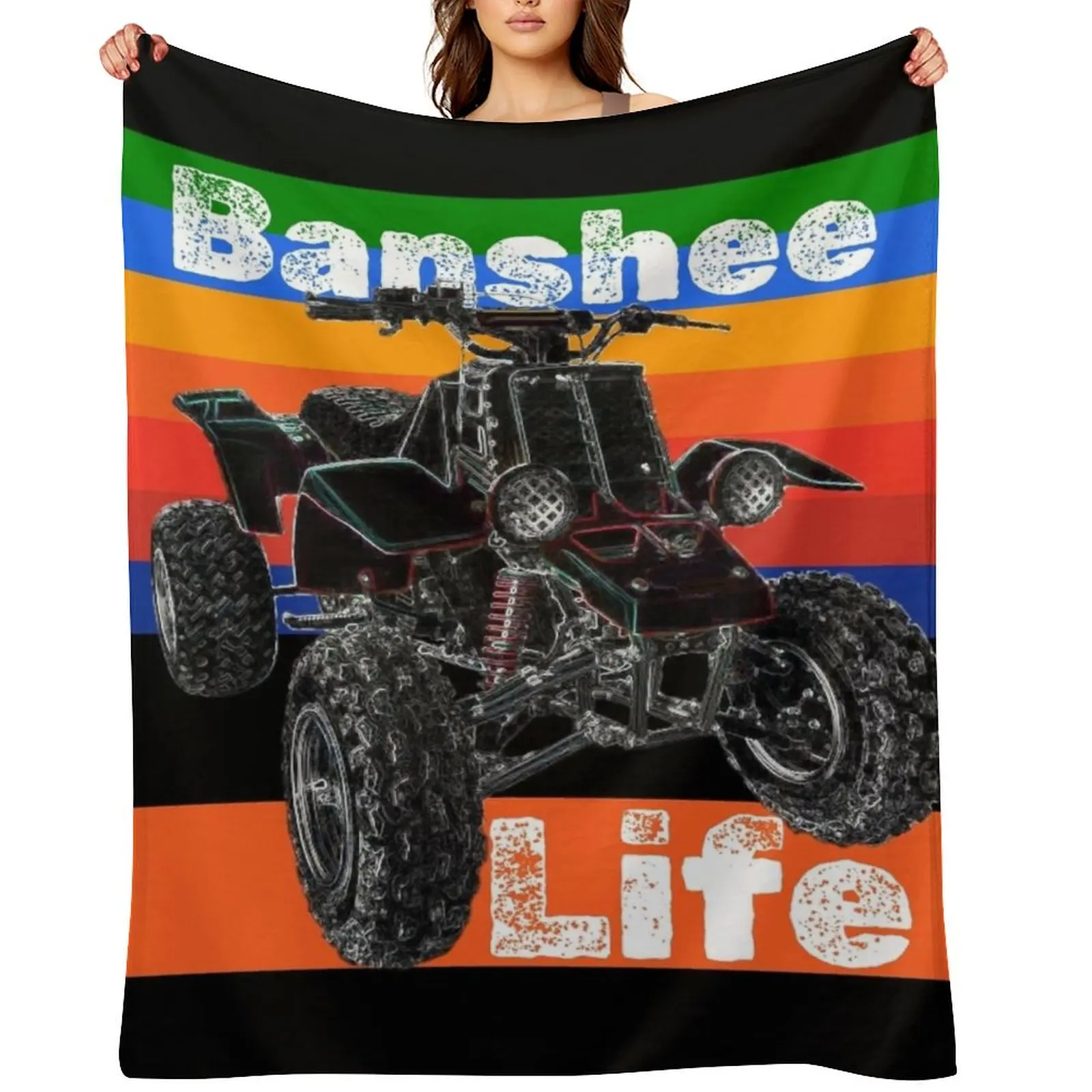 

Banshee Quad ATV, Banshee Four Wheeler, Quad Bike Throw Blanket Soft Plush Plaid Picnic Furrys Luxury Throw Blankets
