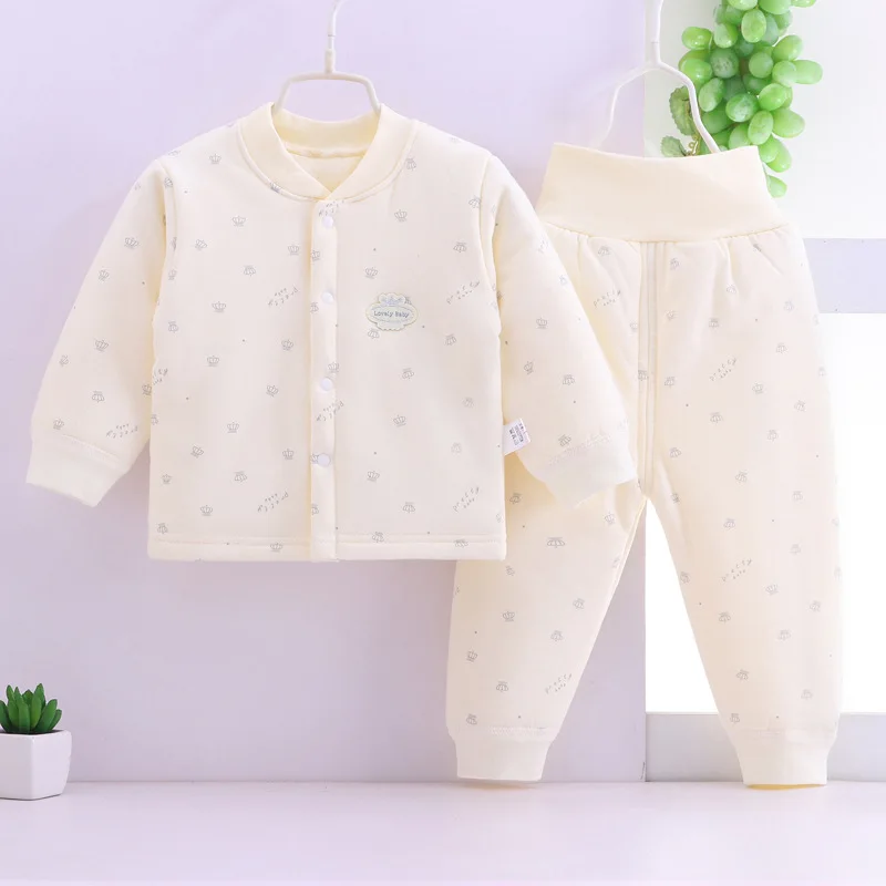 2Piece Winter Newborn Girls Clothes Toddler Boy Outfits Korean Cartoon Warm Thick Tops+Pants Baby Boutique Clothing Sets BC842