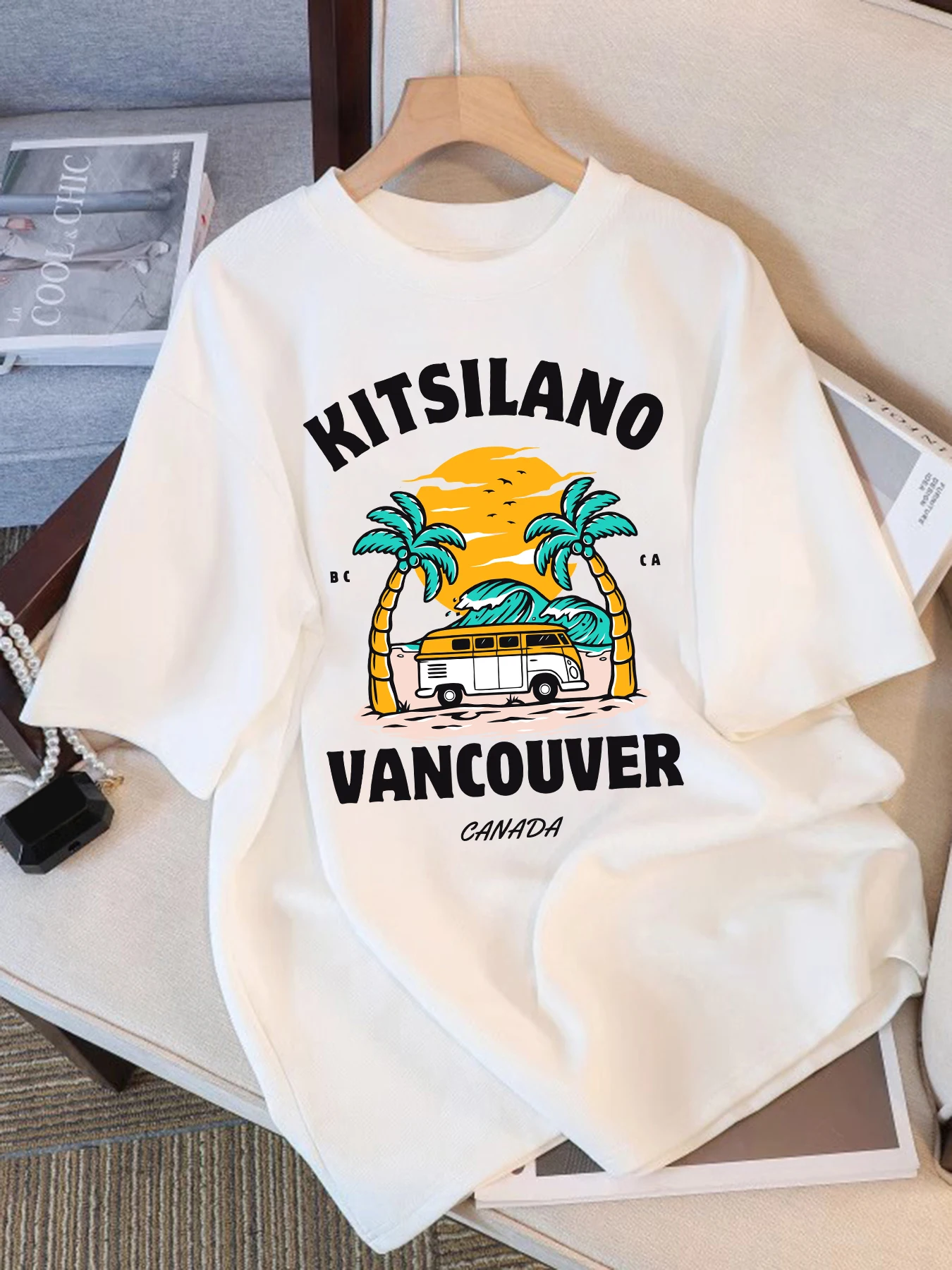 

Kitsilano Vancouver Canada Print Female Basics Tee Shirt Summer New T-Shirt Soft Cotton Shorts Sleeve Loose All-Match Tops