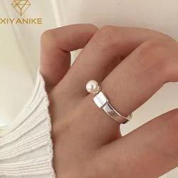 XIYANIKE Luck list perła mankiet pierścionki na palec dla kobiet dziewczyna elegancka moda nowa biżuteria dama prezent wesele anillos mujer