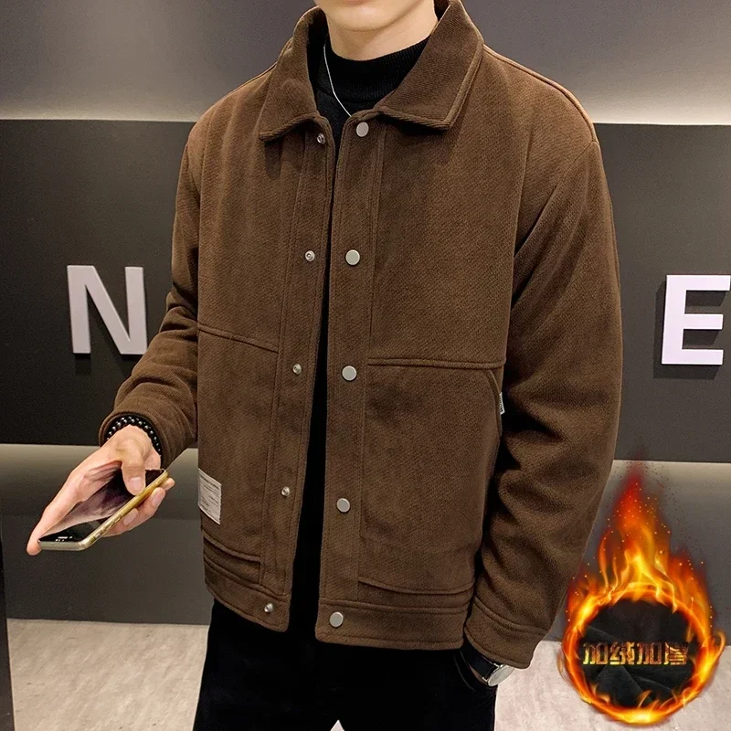 

Осенне-зимние мужские шерстяные куртки, классические однотонные повседневные деловые тренчи, плотное и теплое пальто, социальная уличная одежда