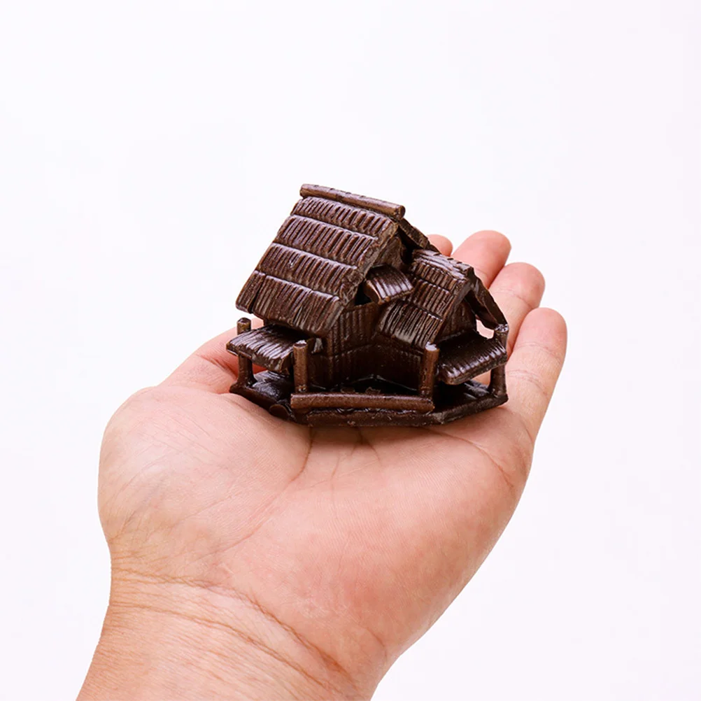 

1Set Thatched Roof Decor Ceramic Cottages for Aquarium Fish Tank Landscaping Small Ornament Underwater Craft Vivid