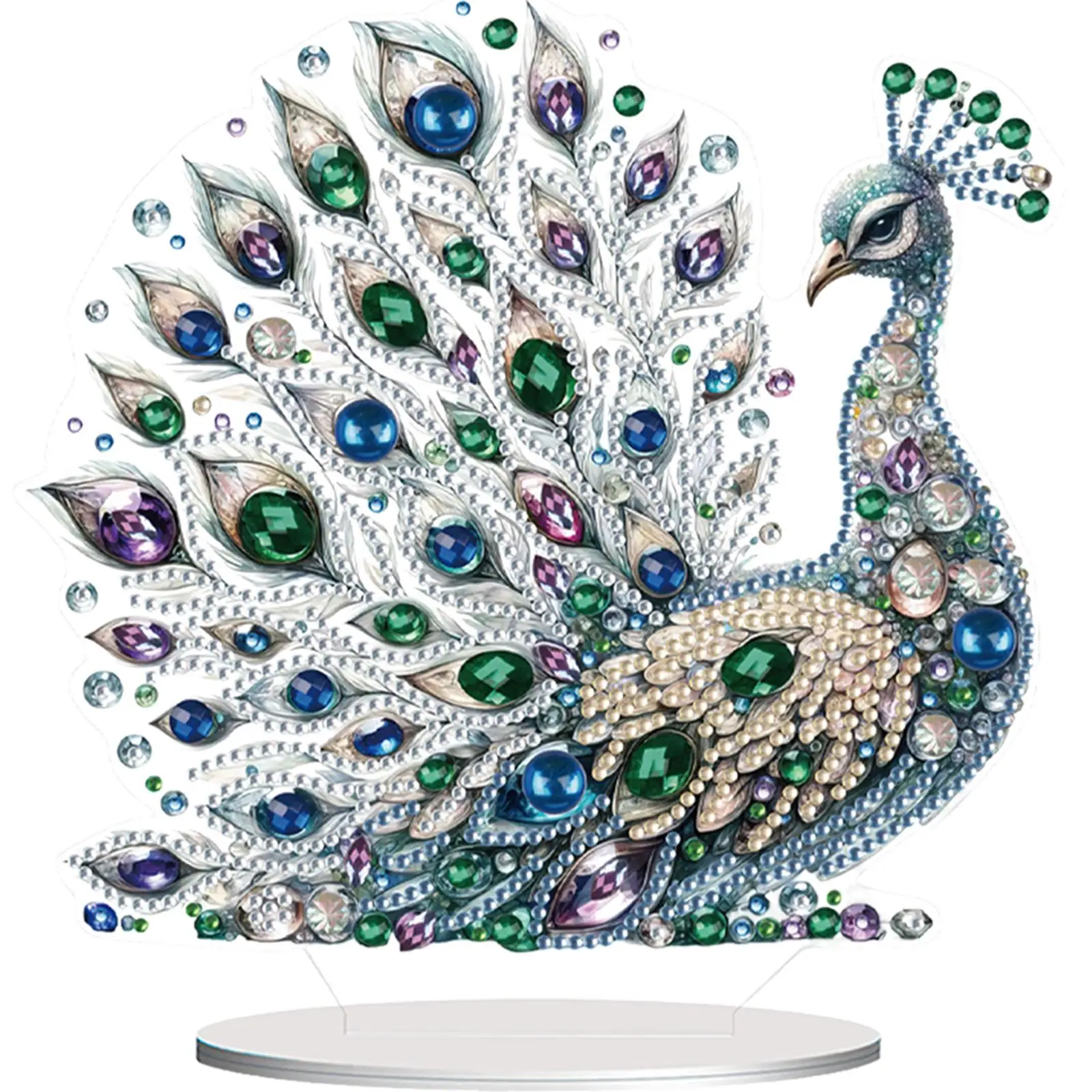 

Набор для творчества: Алмазная мозаика «Павлин» (1 шт.) для декора стола, односторонняя, из акриловых кристаллов и страз, для украшения дома и офиса