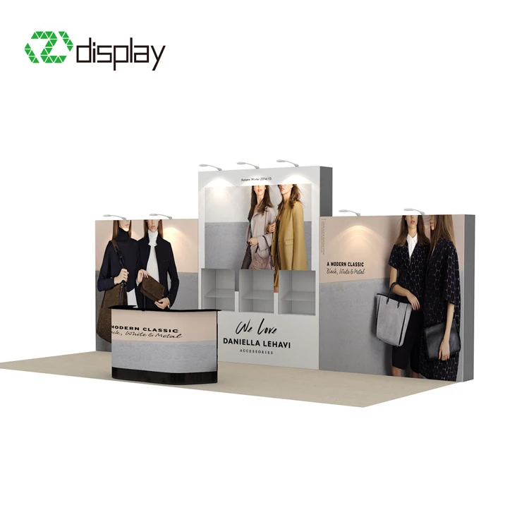 3x6 10x20 Popular Clothing  Aluminium System Exhibit Display Booth Designs Exhibition Construction Structures