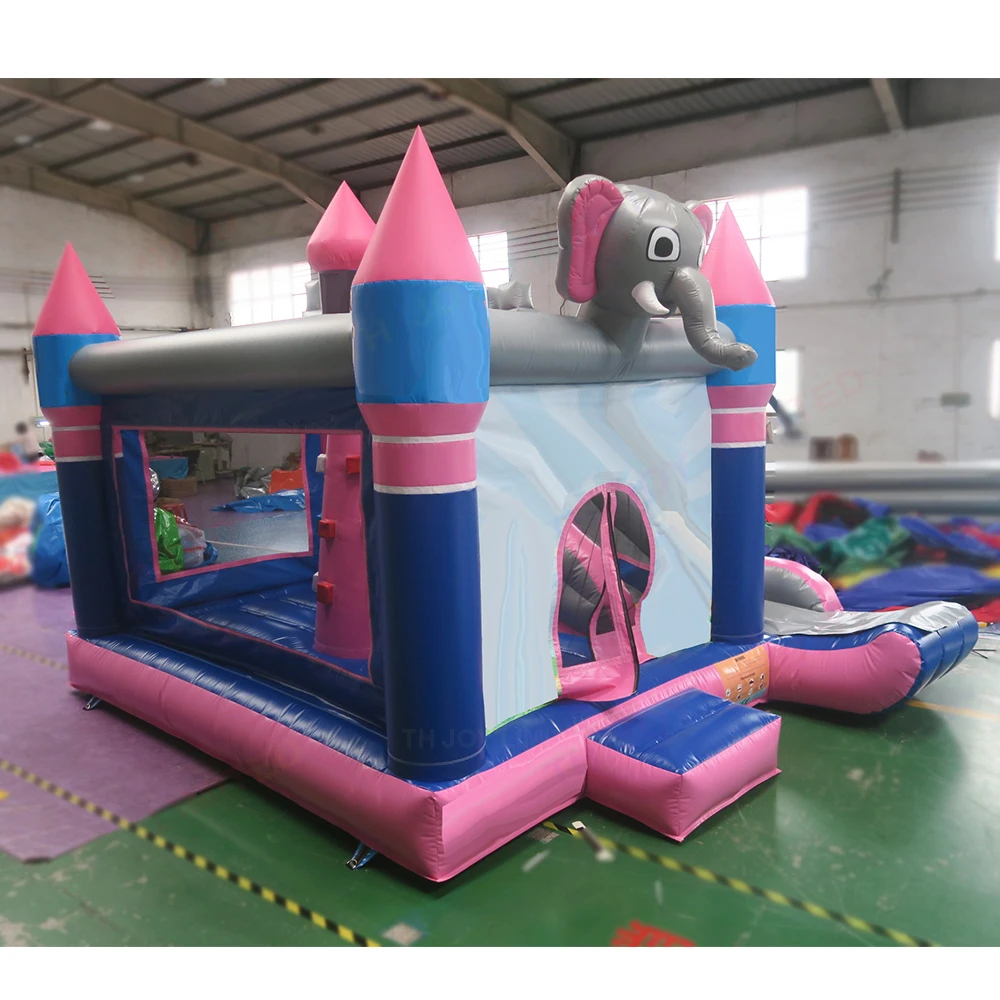 Château de videur d'éléphant 4.5x4m, toboggan gonflable Durable, maison de rebond avec toboggan à vendre