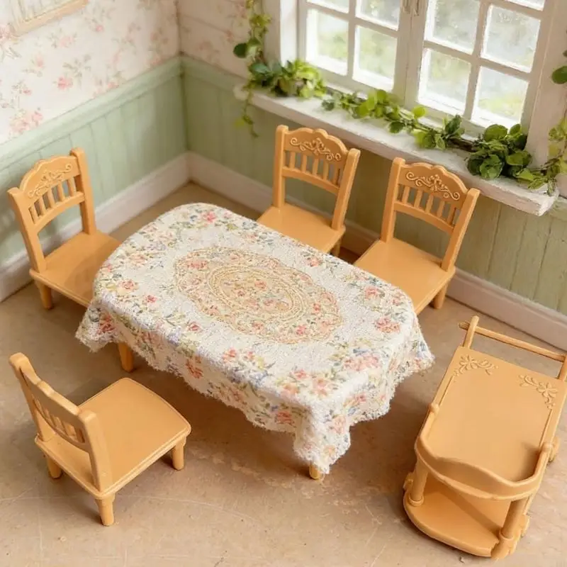 

Реалистичный ретро стул с тележкой для еды, реалистичный стол для детей, ролевой дисплей, стул с тележкой для еды, модель дом