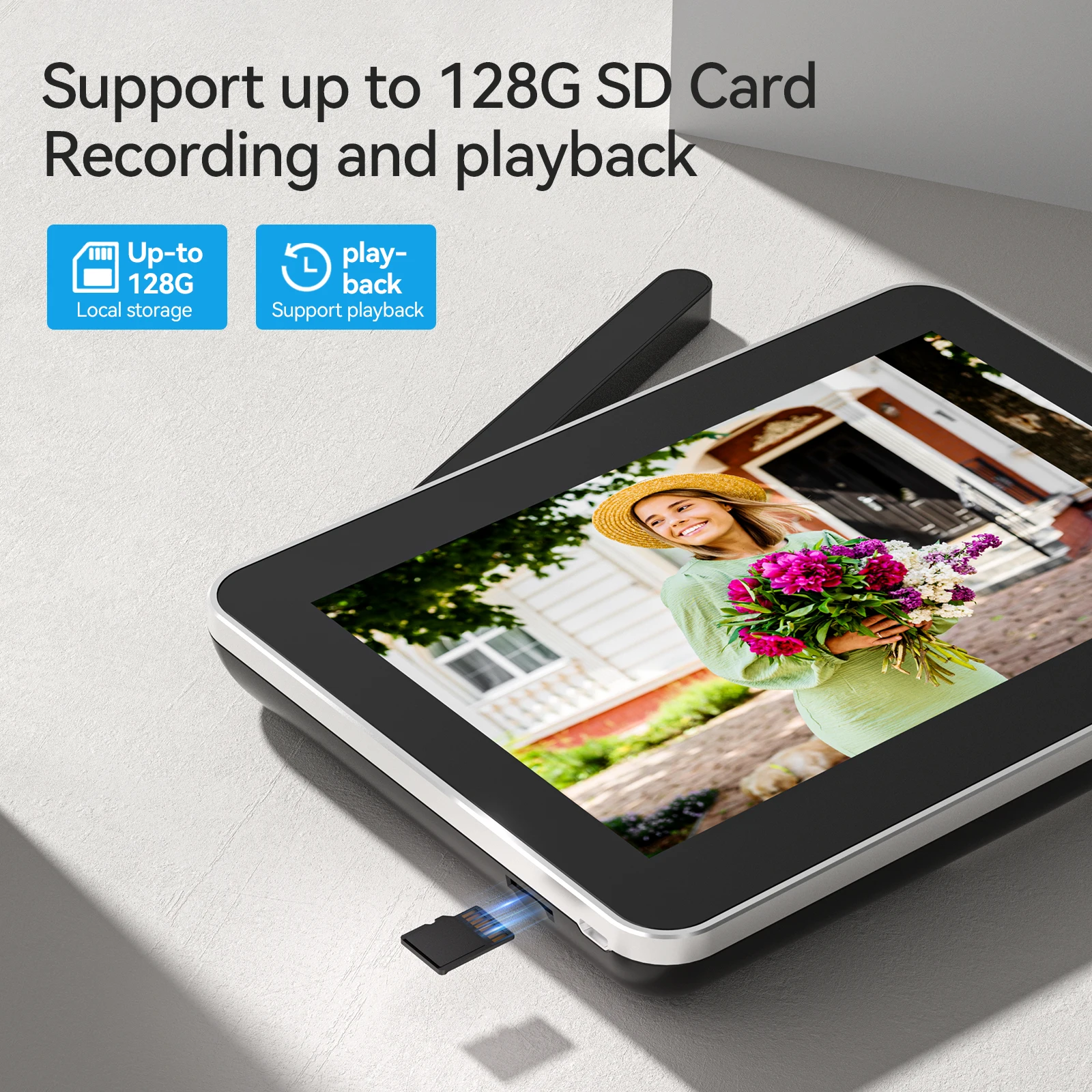 TMEZON Wire-free Real Wireless Video Door Phone 7" Touch Screen Monitor with 1080P Doorbell Support Remote Unlock Monitor Tuya