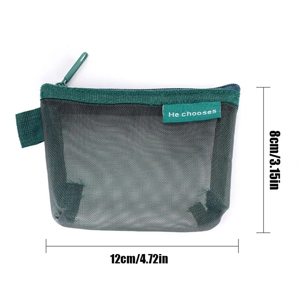 Sac à cosmétiques en maille transparente pour rouge à lèvres, sac de rangement pour petits articles, câble de données, mini porte-monnaie, sac de rangement pour serviettes hygiéniques