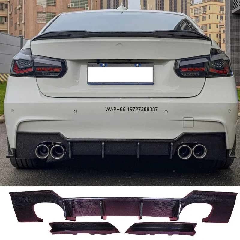 For F30 F31 3 Series 2013-2019 M-Sport Wet Carbon Fiber Car Body Kit Spoiler Blade Splitter Rear Bumper Exterior Accessories