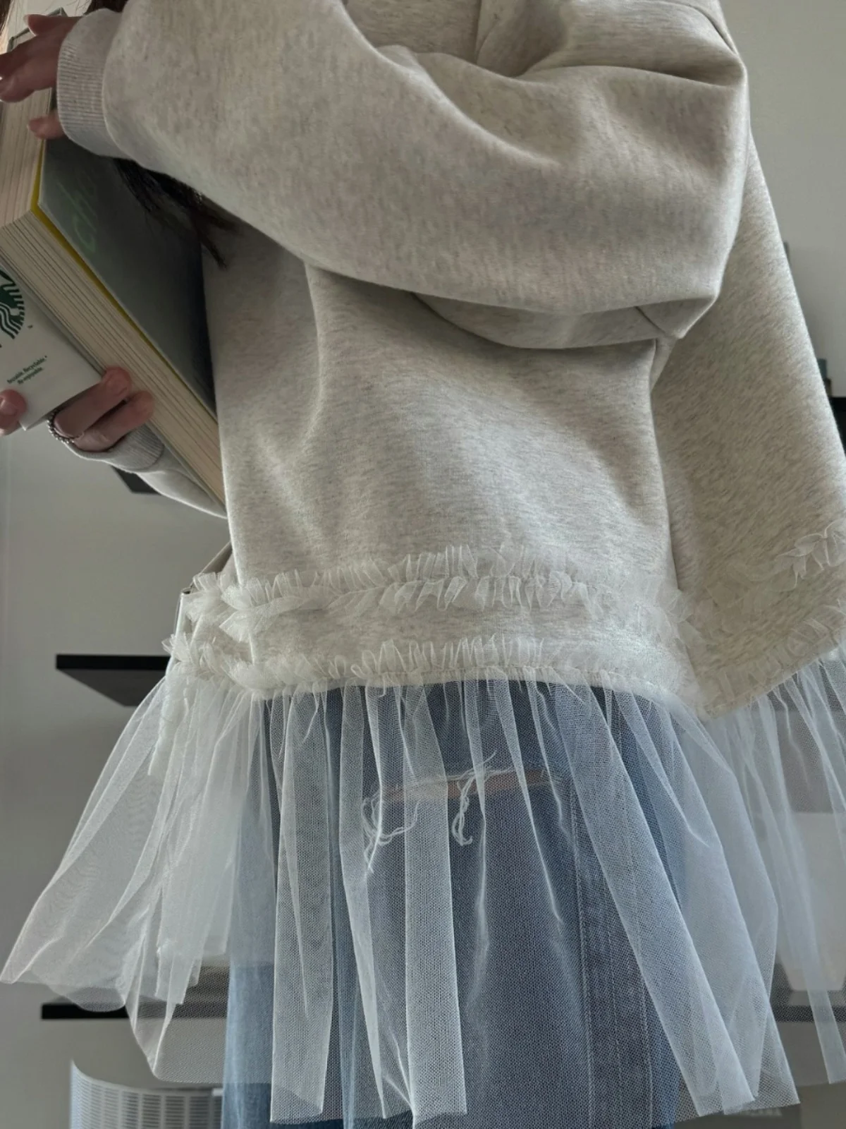 Primavera em torno do pescoço emenda malha mole f solto moda versátil jovem topo estilo coreano manga longa cor sólida