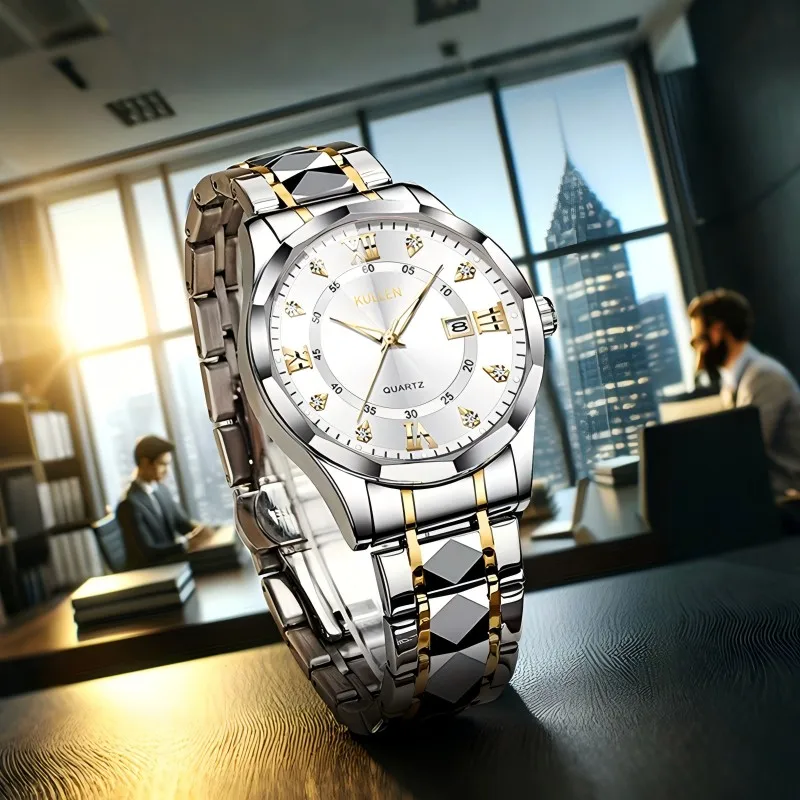 أزياء رجالية ساعات الفولاذ المقاوم للصدأ ساعات كوارتز فاخرة ساعات رجال الأعمال ساعات رجالية