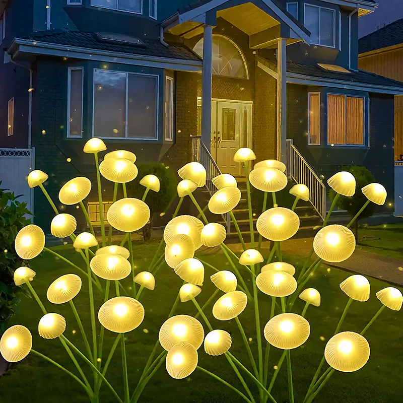 

Solar Garden Lights Mushroom Flower Light Yard Decor Outside Waterproof for Pathway Lawn Front Porch Patio