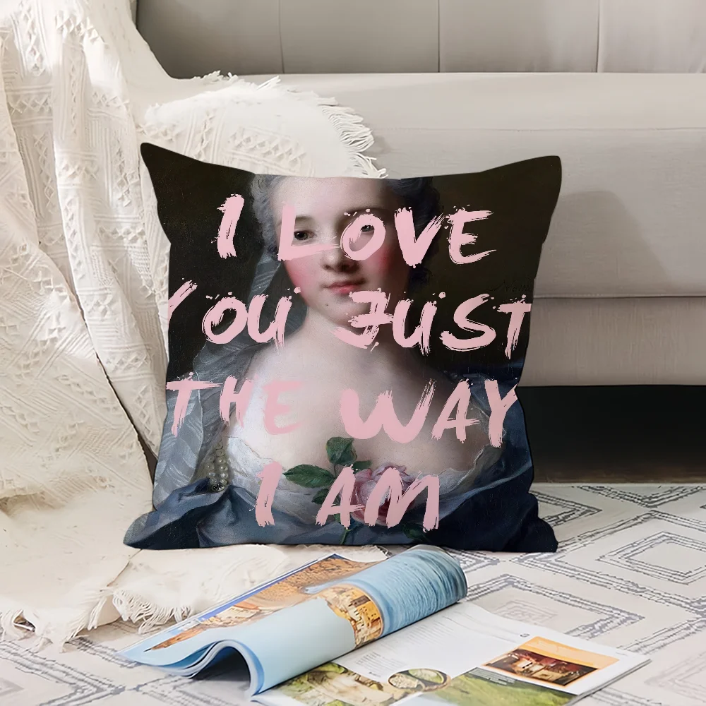 كيس وسادة صورة وسائد مكتب نسوية كلمات مناسبة للأريكة غطاء وسادة مزخرف للسيارة المضحكة