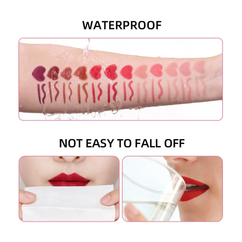 2-in-1 Lip Liner Pen Waterproof Long Lasting Matte Lipstick Pencil Pink Lips Outline Makeup Stick Lip Tint Line Cosmetic