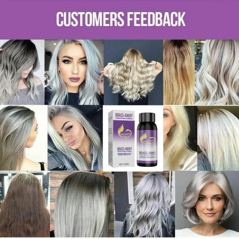 Purple Hair Dye Shampoo for Blonde to Cover Gray Non-irritating Hair Fading Yellow After Bleach Hair Shampoo Gray Hair Remedy